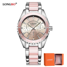 Load image into Gallery viewer, LONGBO Brand Fashion Women Watches Luxury Ceramic And Alloy Bracelet Wristwatch for women gift zegarki damskie relogio feminino