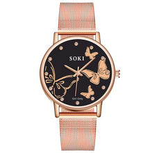 Load image into Gallery viewer, Hot Sale Women Watches Butterfly Dial Ladies Quartz Wristwatch Rose Gold Mesh Belt Female Clock Top Brand Zegarki Damskie reloj