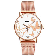 Load image into Gallery viewer, Hot Sale Women Watches Butterfly Dial Ladies Quartz Wristwatch Rose Gold Mesh Belt Female Clock Top Brand Zegarki Damskie reloj
