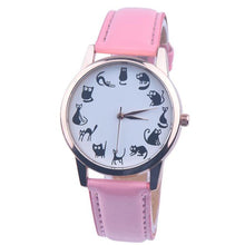 Load image into Gallery viewer, Cute Funny Women Watches Casual Cat Dial Leather Band Quartz Wrist Watches Ladies Casual Clock zegarki damskie часы женские /d
