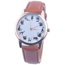 Load image into Gallery viewer, Cute Funny Women Watches Casual Cat Dial Leather Band Quartz Wrist Watches Ladies Casual Clock zegarki damskie часы женские /d

