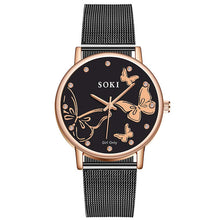 Load image into Gallery viewer, Hot Sale Women Watches Butterfly Dial Ladies Quartz Wristwatch Rose Gold Mesh Belt Female Clock Top Brand Zegarki Damskie reloj
